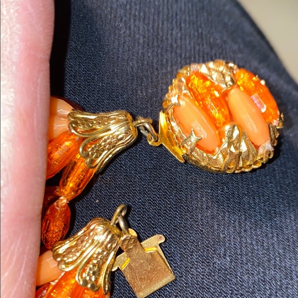 Eight Strand Necklace Shades of Orange Necklace Vintage - Picture 8 of 10